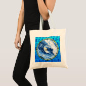 Surfer in de Cirkel van het Bamboe Tote Bag (Voorkant (product))