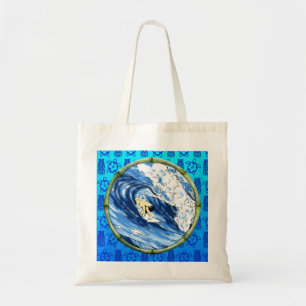 Surfer in de Cirkel van het Bamboe Tote Bag