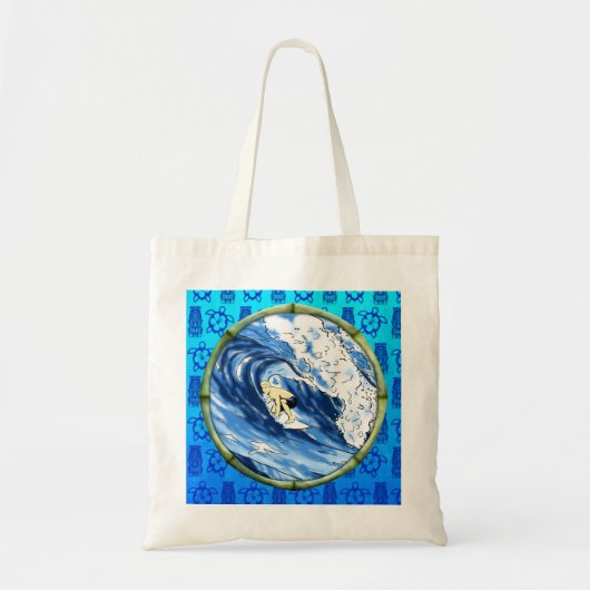 Surfer in de Cirkel van het Bamboe Tote Bag (Voorkant)