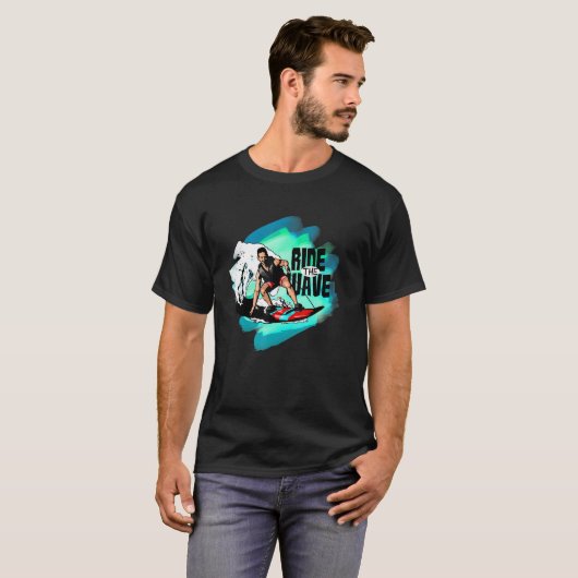 Surfer in de golf t-shirt (Voorkant volledig)