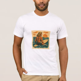 Surfer in de oceaan op zijn surfplank t-shirt