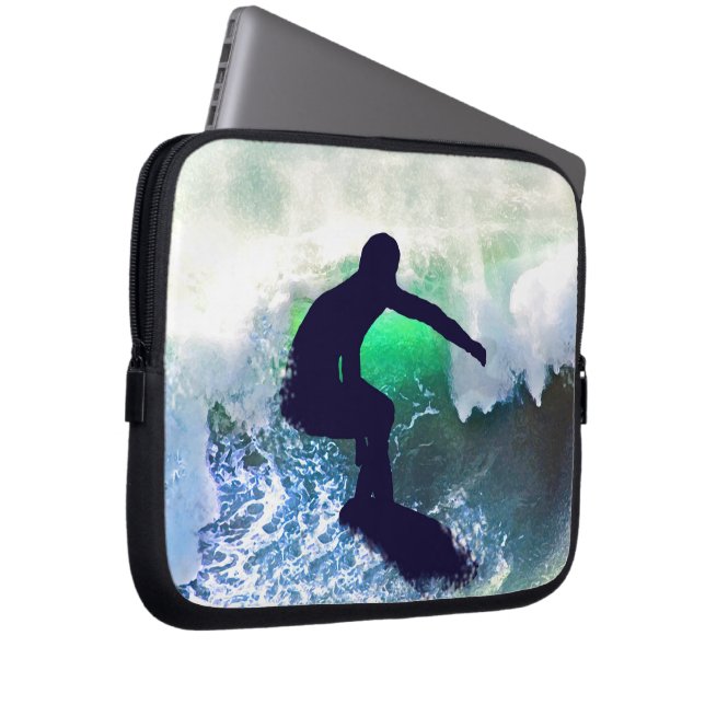 Surfer in een Big Crashing Wave Laptop Sleeve (Voorkant Rechts)