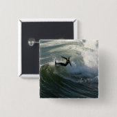 Surfer in een waterbad vierkante button 5,1 cm (Voorkant /achterkant)