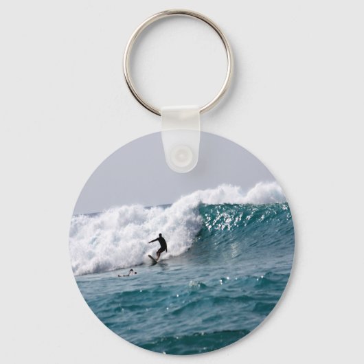 Surfer in Giant Hawaiian Wave Sleutelhanger (Voorkant)