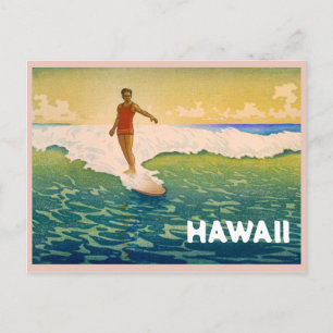  Surfer in Hawaii Illustratie Briefkaart
