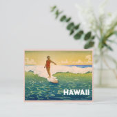  Surfer in Hawaii Illustratie Briefkaart (Staand voorkant)