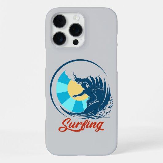Surfer in het blauw iPhone hoesje (Achterkant)