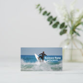 Surfer in zee. aanpasbaar Visitekaartje (Staand voorkant)