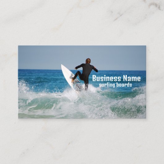 Surfer in zee. aanpasbaar Visitekaartje (Voorkant)