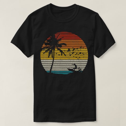  Surfer Island Sunset Retro Surfing Beach S T-shirt (Design voorkant)