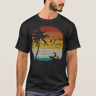  Surfer Island Sunset Retro Surfing Beach S T-shirt