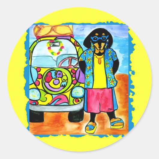 Surfer Joe's Busje Ronde Sticker (Voorkant)