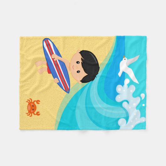 Surfer jongen fleece deken (Voorkant (Horizontaal))