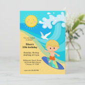 Surfer jongen kaart (Staand voorkant)