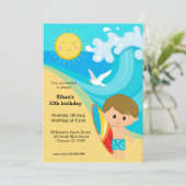 Surfer jongen kaart (Staand voorkant)