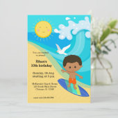 Surfer jongen kaart (Staand voorkant)