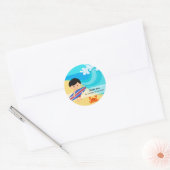 Surfer jongen ronde sticker (Envelop)