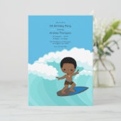 Surfer Jongen Verjaardagsfeestje Kaart (Staand voorkant)
