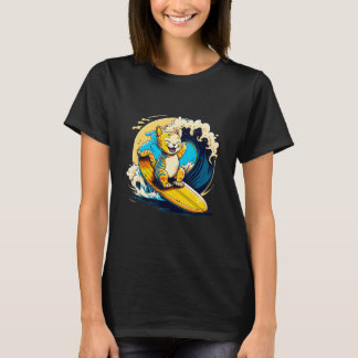 Surfer Kat Rijden Op Ocean Waves Vakantie T-shirt