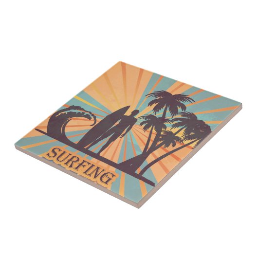 Surfer Keramische teile Tegeltje (Zijkant)