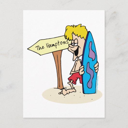 Surfer Kerel de Hamptons Briefkaart (Voorkant)