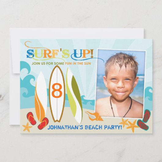Surfer Kerel en Surf Boards Beach Birthday Kaart (Voorkant)