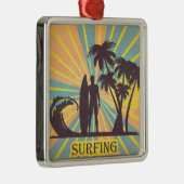 Surfer Kerel Metal Ornament (Rechts)