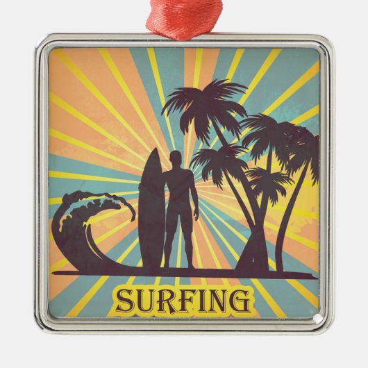 Surfer Kerel Metal Ornament (Voorkant)