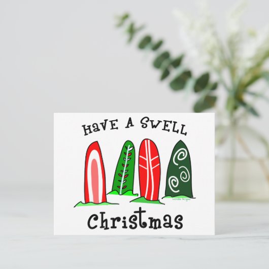 Surfer Kerstmis Feestdagenkaart (Staand voorkant)