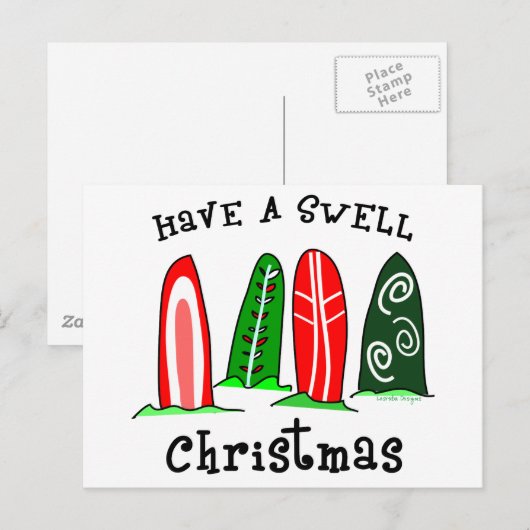 Surfer Kerstmis Feestdagenkaart (Voorkant / Achterkant)