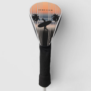 Surfer loopt naar strand op zonsondergang Surf C Golfheadcover