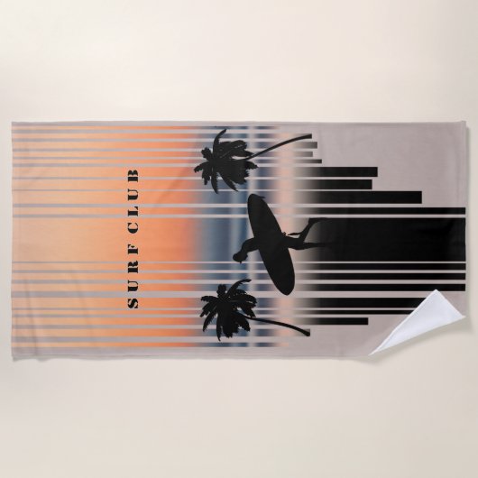 Surfer loopt naar strand op zonsondergang | SURF Strandlaken (Voorkant)