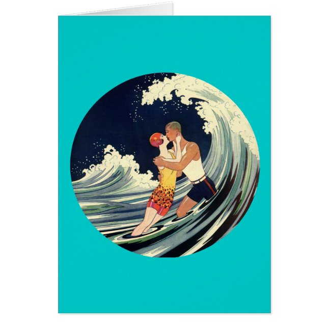 Surfer Lovers zoende  illustratie (Voorkant)