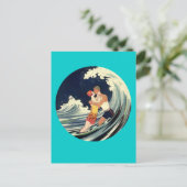 Surfer Lovers zoende  illustratie Briefkaart (Staand voorkant)