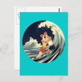 Surfer Lovers zoende  illustratie Briefkaart (Voorkant / Achterkant)