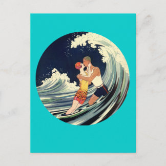 Surfer Lovers zoende  illustratie Briefkaart