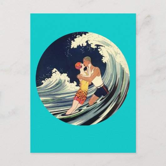 Surfer Lovers zoende  illustratie Briefkaart (Voorkant)