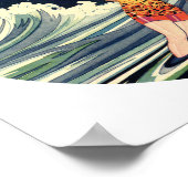 Surfer Lovers zoende  illustratie Poster (Hoek)