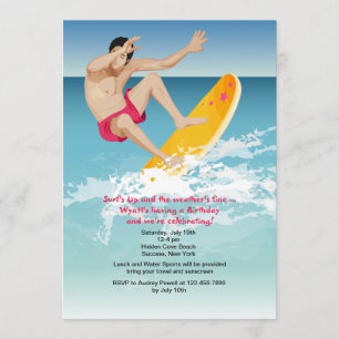 Surfer Male Invitation Kaart