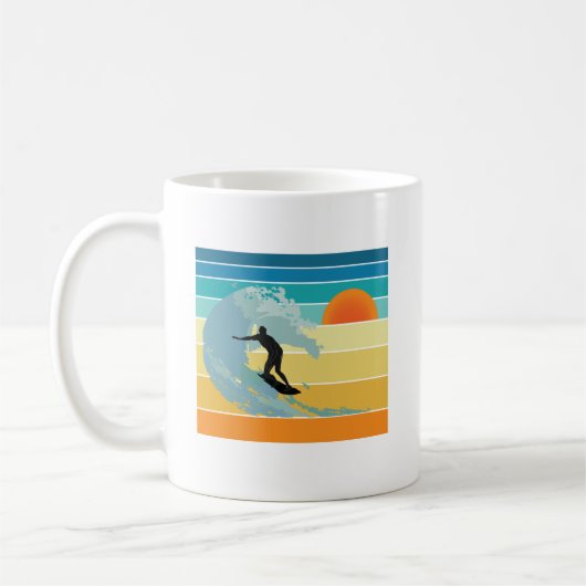 Surfer Man Sunset Koffiemok (Links)