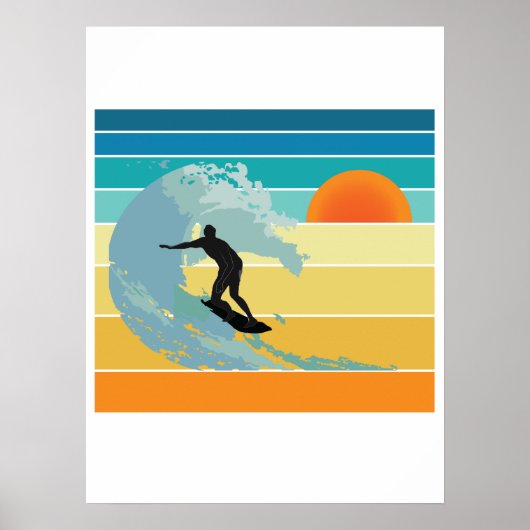 Surfer Man Sunset Poster (Voorkant)