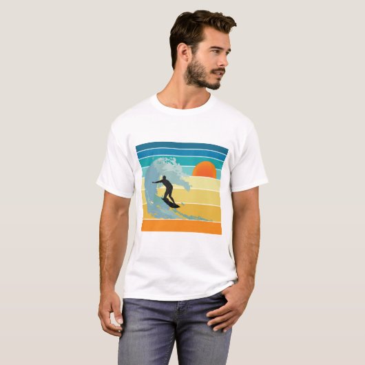 Surfer Man  Sunset T-shirt (Voorkant volledig)