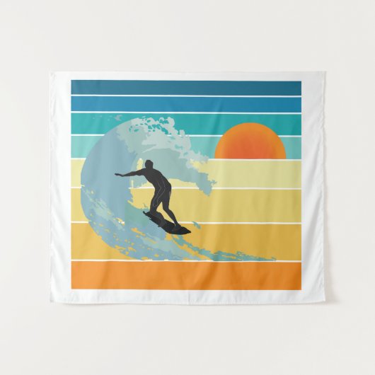 Surfer Man Sunset Wandkleed (Voorkant (horizontaal))