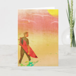 Surfer Man - Vintage Poster Style Kaart