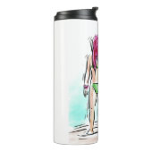 Surfer Meisje Aangepaste Naam Tumbler Thermosbeker (Gedraaid links)