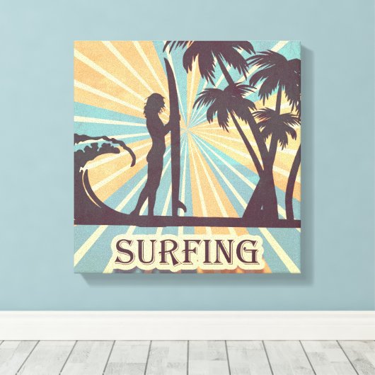 Surfer meisje canvas kunst (Insitu (Houten vloer))