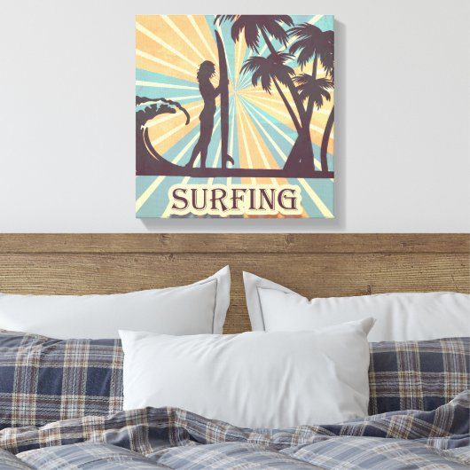 Surfer meisje canvas kunst (Insitu (Slaapkamer))