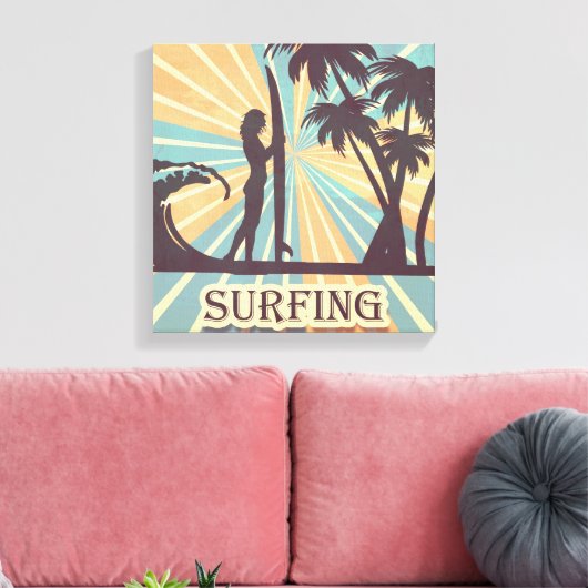 Surfer meisje canvas kunst (Insitu (Woonkamer))