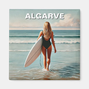 Surfer meisje in Algarve Portugal Briefkaart Magneet
