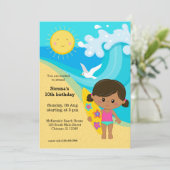 Surfer meisje kaart (Staand voorkant)